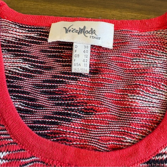Vica Moda Italy Vintage Top Knit Sleeveless Tank Funny Pattern Red Art To Wear M - Picture 4 of 9